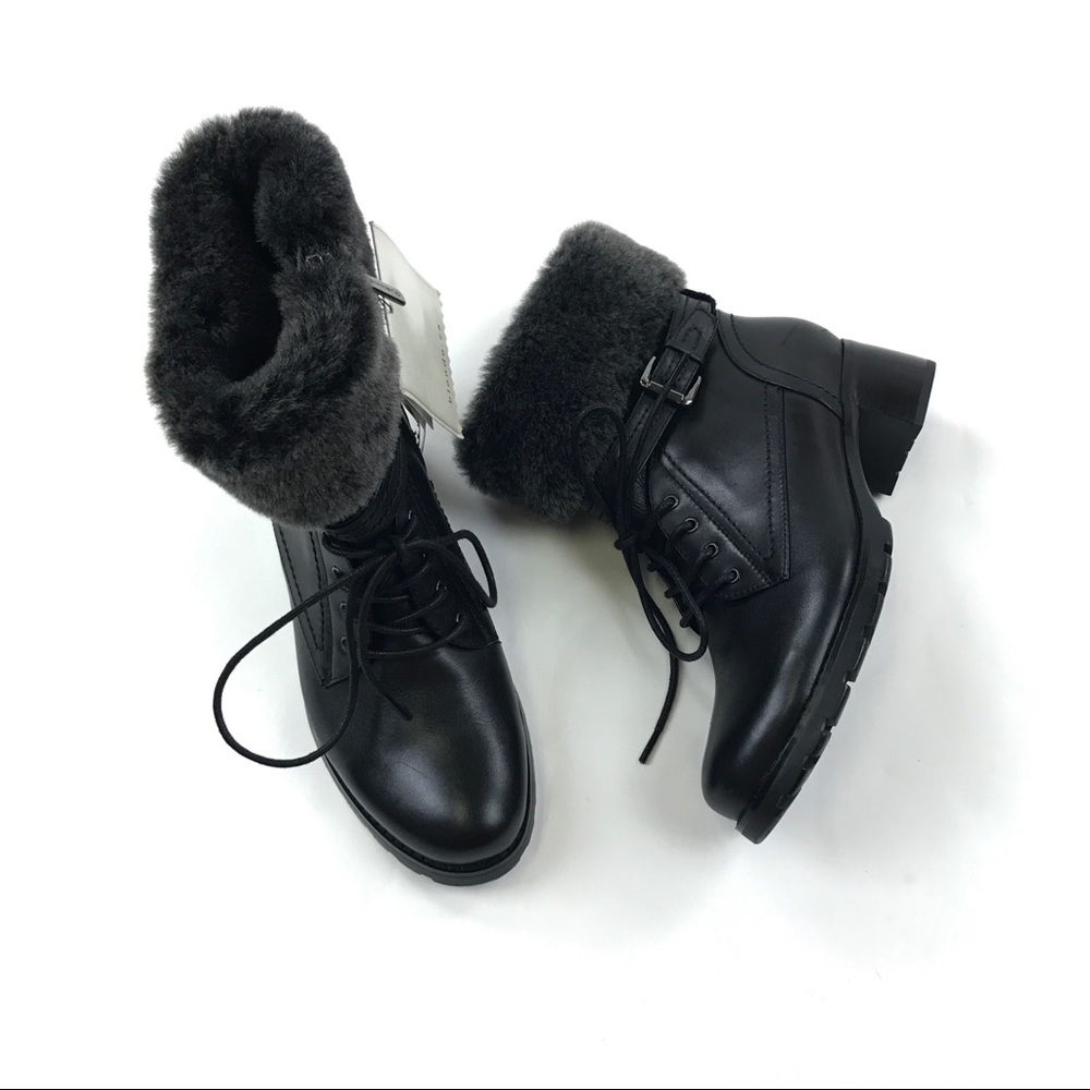 Blondo Fiory Ankle Boots Wool Trimmed Lace Up